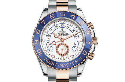 replica Rolex Yacht-Master II Oyster 44 mm Oystersteel und Everose Gold Weißes Zifferblatt M116681-0002