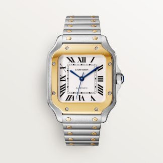 replica cartier Santos de Cartier Uhr Mittleres Modell Gelbgold Stahl CRW2SA0016